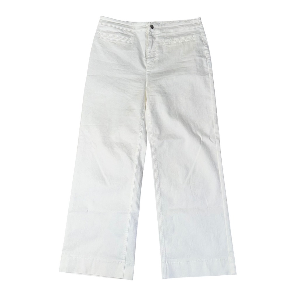 J.McLaughlin Wide Leg Pants Womens 10 White Good High Rise Cotton Blend Stretch